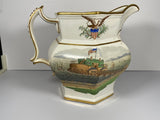 Historical Polychrome Transfer Pitcher With Landing Of Lafayette At Castle Gardens New York KO