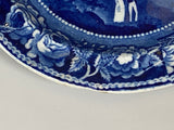 Historical Staffordshire Dark Blue Plate City Hall New York By Stubbs