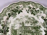 Historical Staffordshire Green Transfer Ware City Hall New York Plate