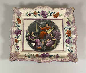 Staffordshire Sunderland Lusterware Wall Plaque Religious Transfer Floral