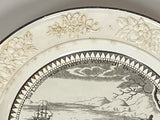 Historical Staffordshire Landing Of The Pilgrims Plate Variant Black Transfer