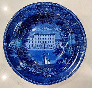 Historical Staffordshire Blue Soup Plate United States Hotel Philadelphia CAB