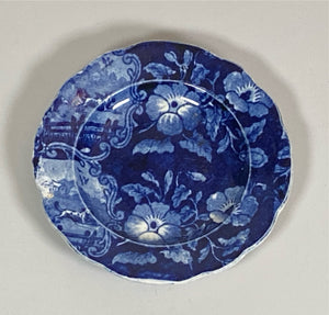 Historical Stafforshire Blue Cup Plate Double Transfer Dog Fox Hunting
