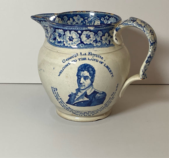 Historical Staffordshire General Lafayette Welcome Land Liberty Pitcher