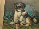 Original Currier Ives Print Mischievous Little Doggie Scarce