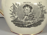 Staffordshire Creamware Liverpool Pitcher War or 1812 Pitcher Brown and Decatur
