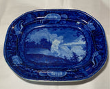 Historical Staffordshire Blue Platter Niagara From The American Side