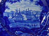 Historical Staffordshire Blue Plate in Macdonough’s Victory Pattern 8 1/2” CB