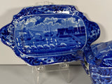 Historical Staffordshire Landing of Lafayette Gravy Tureen and Tray