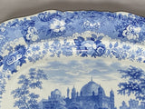 Staffordshire Light Blue Transfer Platter of India Domed Building With People on River Bank