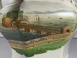 Historical Polychrome Transfer Pitcher With Landing Of Lafayette At Castle Gardens New York KO