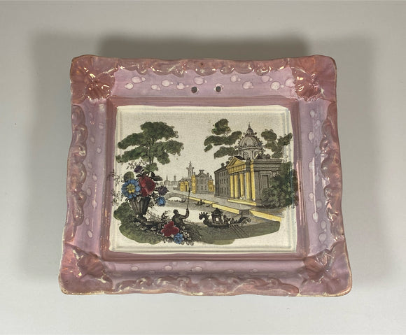 Staffordshire Sunderland Lusterware Wall Plaque with River City Scene