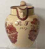 Staffordshire Dated Pitcher 1819 Dogs Horse Rabbit Hunting Transfer Bacchus Spout