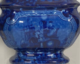 Historical Staffordshire Dark Blue Sugar Bowl In Harp Pattern