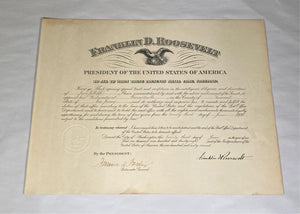 Franklin D. Roosevelt President Signed Appointed Postmaster Document