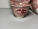 Historical Staffordshire Pink Transfer Eagle On Rock Cup Saucer LD3