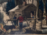 Original Currier & Ives Print Maple Sugaring Early Spring Old/New 50
