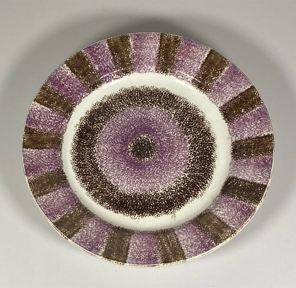 Rainbow Spatterware Brown and Purple Spatter Plate