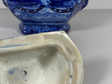 Historical Staffordshire Blue Sugar Bowl Eagle Over Panel CB