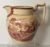 Staffordshire Dated Pitcher 1819 Dogs Horse Rabbit Hunting Transfer Bacchus Spout