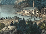 Original Currier & Ives Print Indian Town River St. John N.B Canada