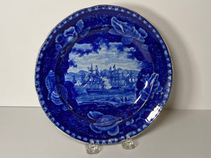 Historical Staffordshire Blue Plate in Macdonough’s Victory Pattern 8 1/2” CB
