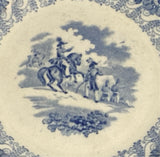 Historical Staffordshire Blue Texian Campaign Plate Soldier On Horseback