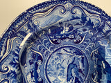Historical Staffordshire Dark Blue Plate Quadruped River Otter