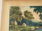 Original Currier & Ives Print The River Side