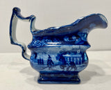 Historical Staffordshire Blue Creamer Mount Vernon Seat of The Late General Washington CAB