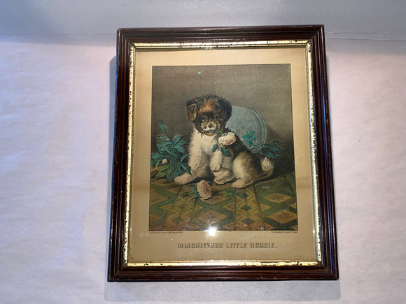 Original Currier Ives Print Mischievous Little Doggie Scarce