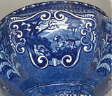 Staffordshire Blue Transfer Gravy Tureen Quadruped With Dog CB