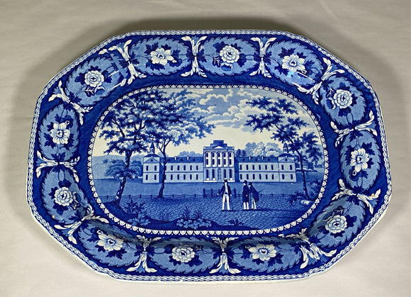 Historical Staffordshire Blue Platter Pennsylvania Hospital Ridgway
