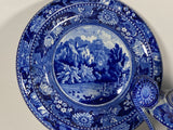 Staffordshire Blue Transfer Gravy Tureen and Tray English View Adams