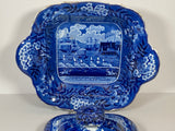 Historical Staffordshire Blue Covered Vegetable Dish Landing of Lafayette