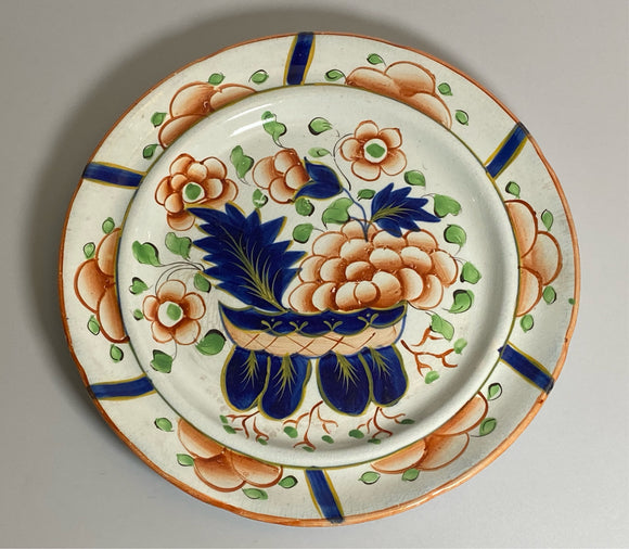 Staffordshire Pearlware Gaudy Dutch War Bonnet Plate Ca. 1820
