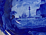 Historical Staffordshire Blue Vegetable Dish Eddistone Lighthouse Ca. 1825 LB3