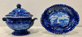 Historical Staffordshire Blue Gravy Tureen and Tray Marine View Chiswick Thames CAB