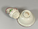 Staffordshire Childs Toy Miniature Bowl and Pitcher Set Floral and Pink Luster