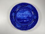 Historical Staffordshire Dark Blue Plate City Of Albany By Wood LNRP5