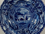 Blue Staffordshire Transfer Plate With Spotted Dog 5 5/8” CB