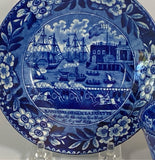 Historical Staffordshire Blue Landing Of Lafayette Cup and Saucer