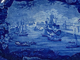 Historical Staffordshire Blue Platter View of Dublin By Wood