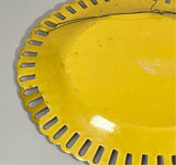 Staffordshire Canary Yellow Reticulated Tray Silver Resist Enamel