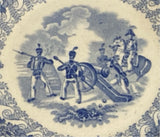 Historical Staffordshire Blue Plate Texian Campaign Cannon Scene