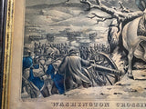 Original N. Currier & Ives Print Washington Crossing The Delaware