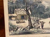 Original Set of Currier & Ives 4 Season Small Folio Prints Homestead