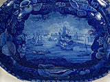 Historical Staffordshire Blue Platter View of Dublin By Wood