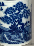 Staffordshire Pearlware Blue Transfer Chinoiserie Flying Pennant  Cider Mug