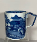 Staffordshire Pearlware Blue Transfer Chinoiserie Flying Pennant  Cider Mug